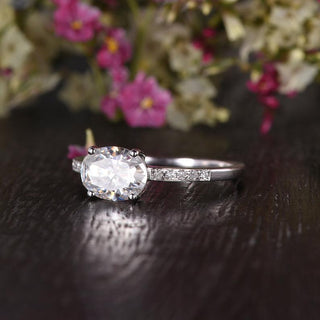 0.75 CT Oval Pave Setting Moissanite Engagement Ring