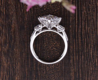 2.08 CT Princess Three Stone Moissanite Engagement Ring