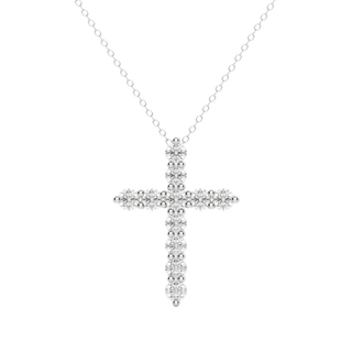 0.17 CT Round Cut Cross Pendant Moissanite Diamond Necklace