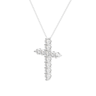 0.17 CT Round Cut Cross Pendant Moissanite Diamond Necklace
