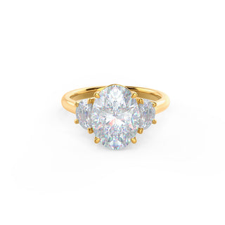2.25CT Oval Cut Moissanite Half Moon Diamond Engagement Ring